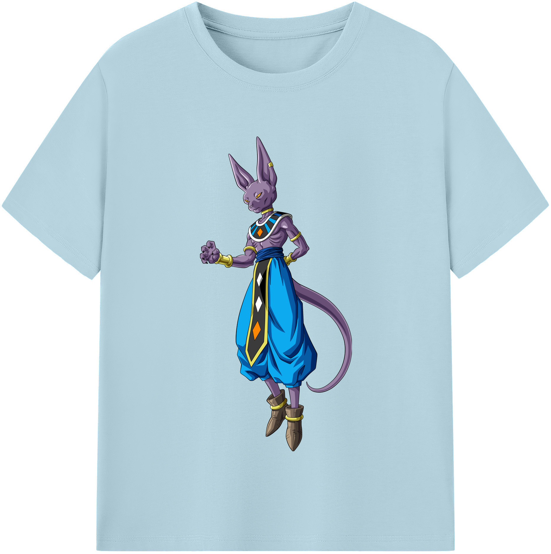 （画像用） ドラゴンボール ビルス 破壊神ビルス DRAGON BALL Beerus Birusu 綿100％半袖Tシャツ（フロントプリント）